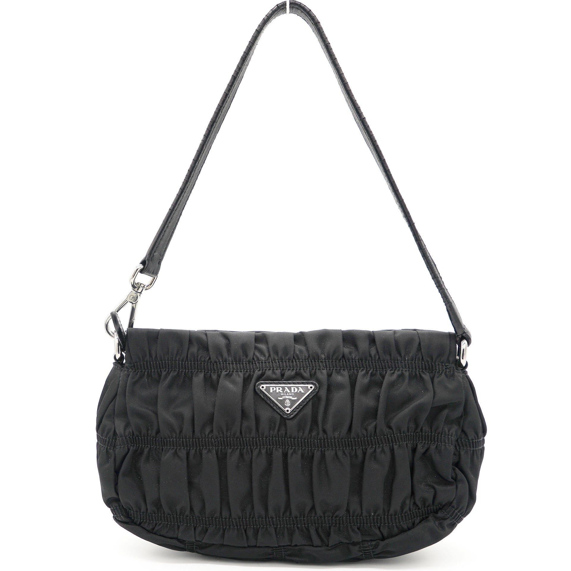 PRADA Tessuto Nylon Gaufre Shoulder Bag Black 1224254