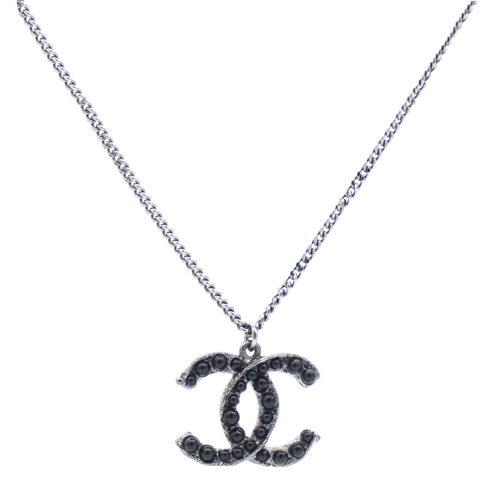 Chanel Silver CC Necklace Black Silvery Metal ref191579  Joli Closet