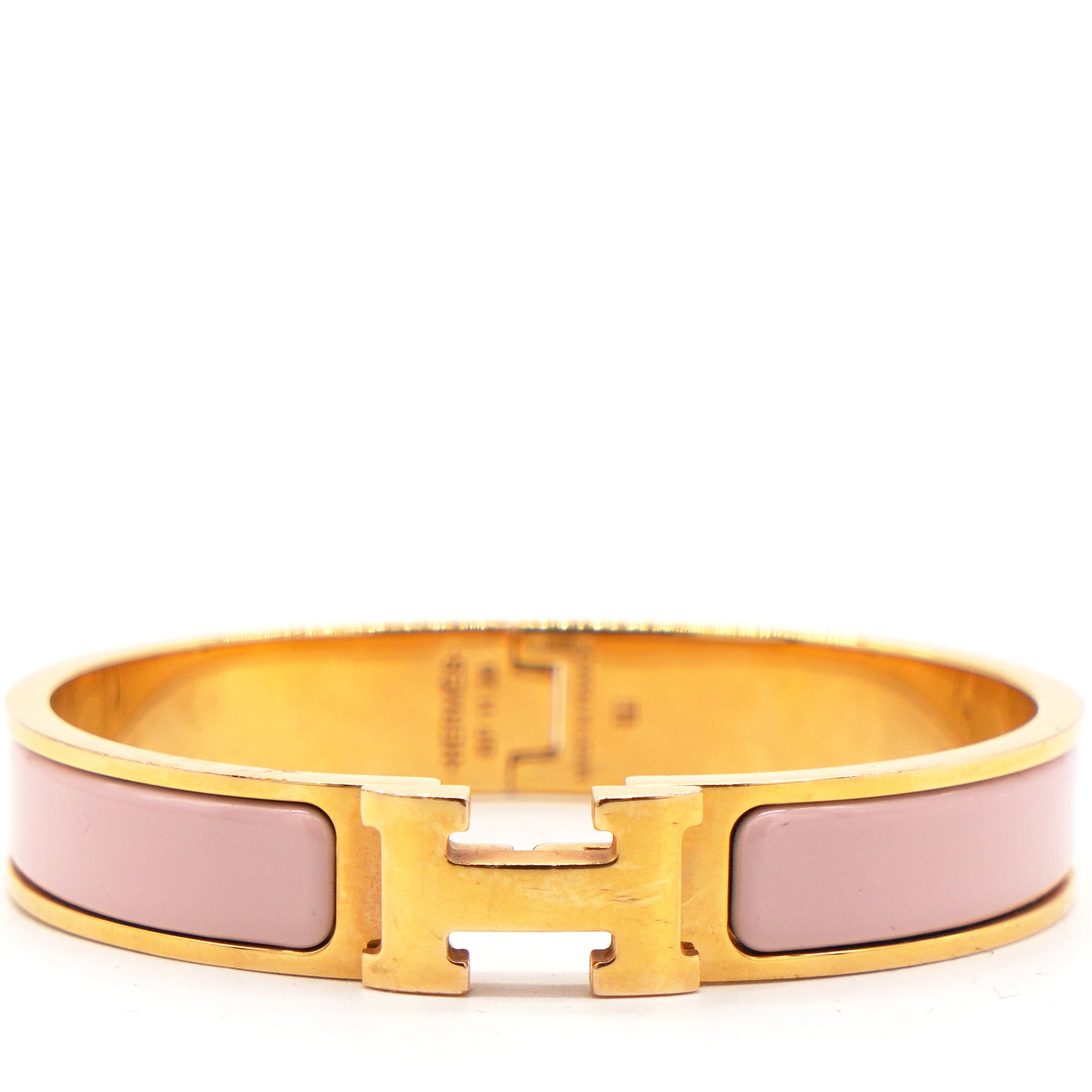 Hermes Narrow Clic H Bracelet (Noir/Yellow Gold Plated) - PM