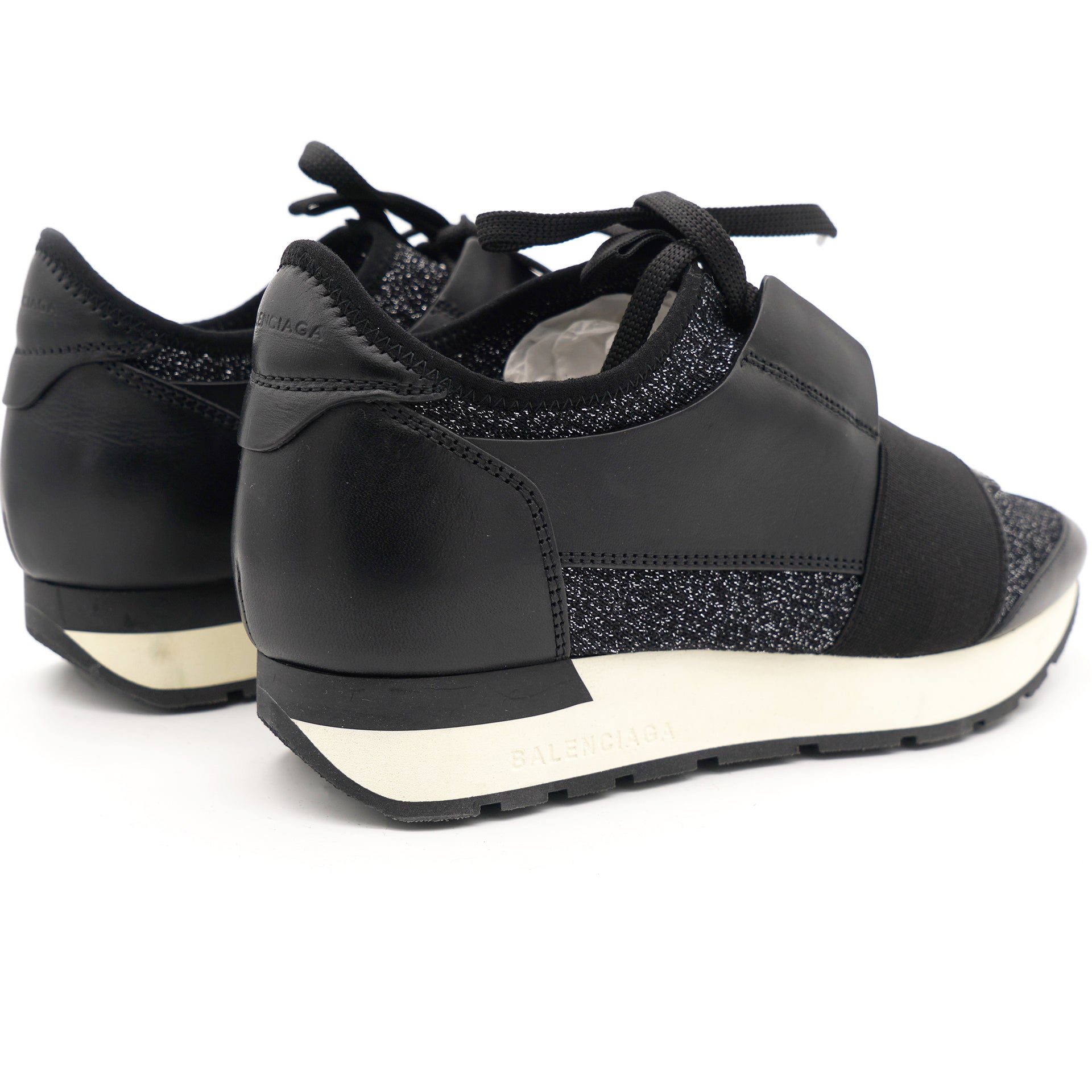 Balenciaga BlackRed Leather Mesh and Neoprene Race Runner Sneakers Size  38 Balenciaga  TLC