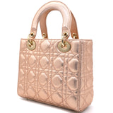 Rose Gold Cannage Leather Small Lady Dior My ABCDior Bag