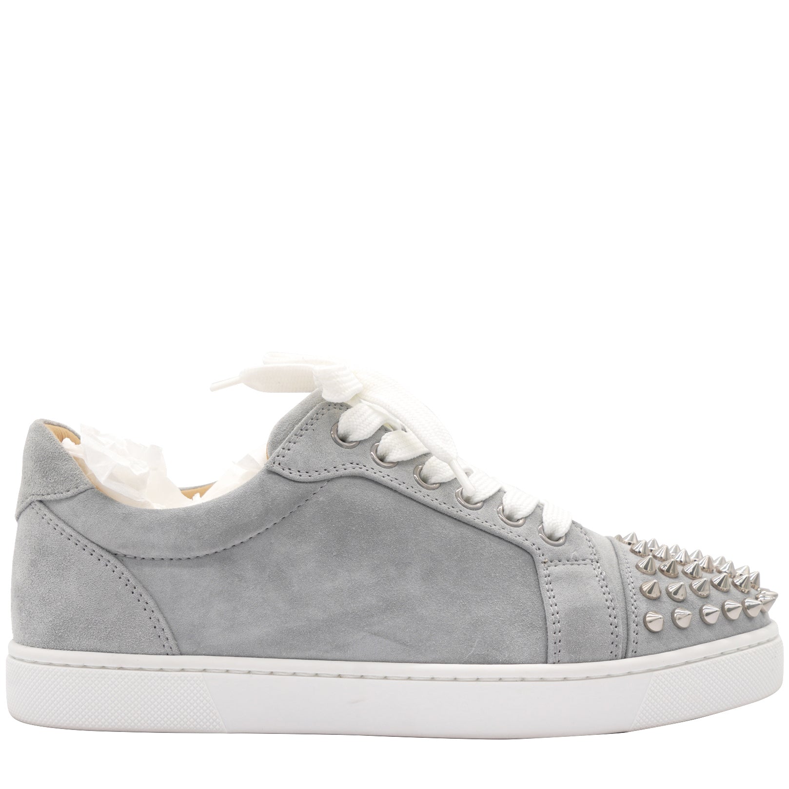 Christian Louboutin Vieira Spikes Grey Suede Sneakers 36 STYLISHTOP