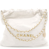 CHANEL Shiny Calfskin Quilted Chanel 22 Backpack White Black