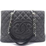 Black Quilted Caviar Leather Grand GST Shopper Tote Bag