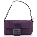 Purple Suede Baguette Shoulder Bag