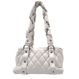 Distressed Lambskin Lady Braid Small Tote Light Grey