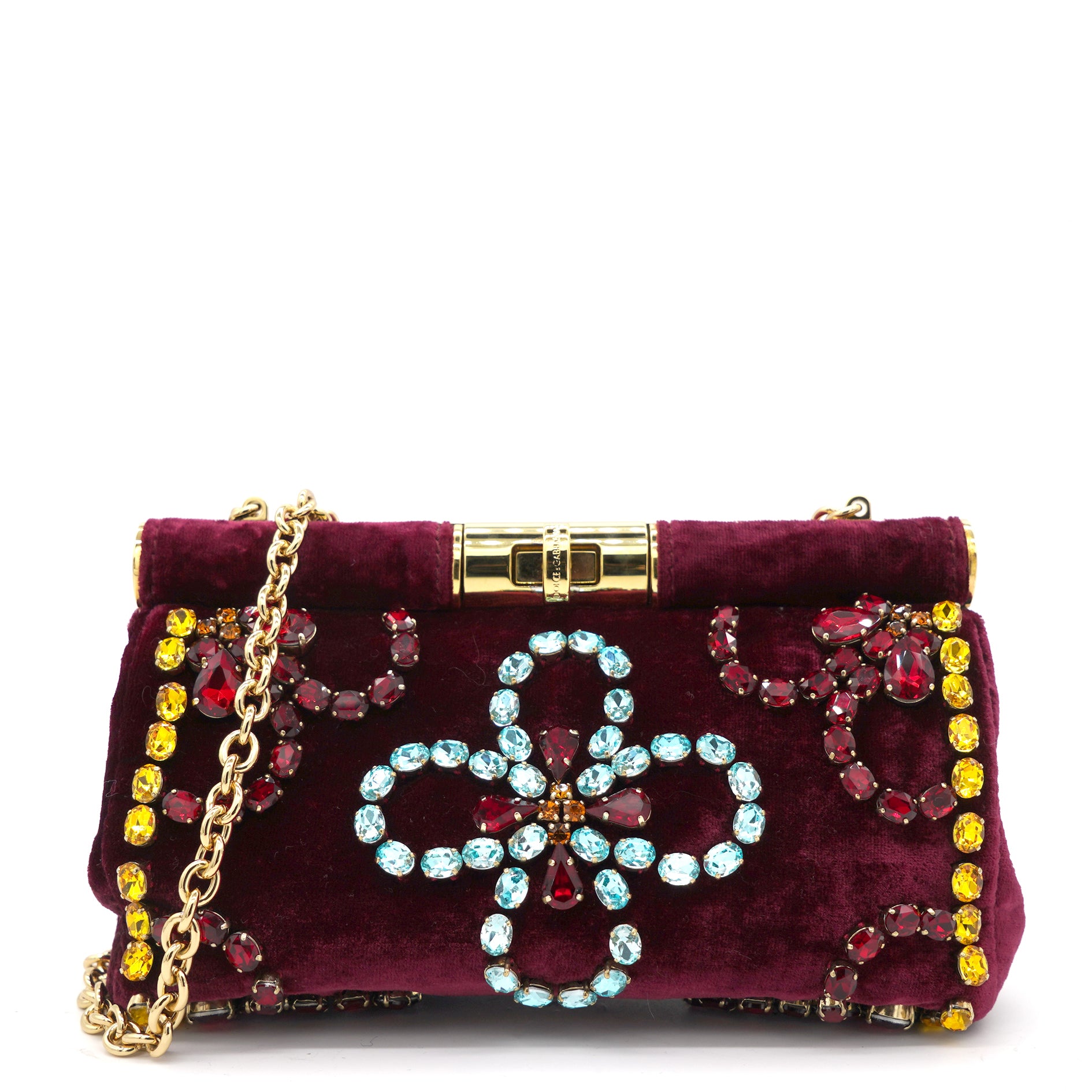 Burgundy Velvet Barrel Mini Chain Bag