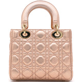 Rose Gold Cannage Leather Small Lady Dior My ABCDior Bag