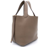 Etoupe Clemence Leather Picotin Lock 18 Bag