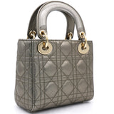 Metallic Cannage Leather Mini Lady Dior Tote