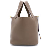 Etoupe Clemence Leather Picotin Lock 18 Bag