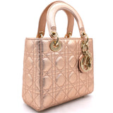 Rose Gold Cannage Leather Small Lady Dior My ABCDior Bag