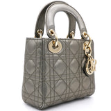 Metallic Cannage Leather Mini Lady Dior Tote