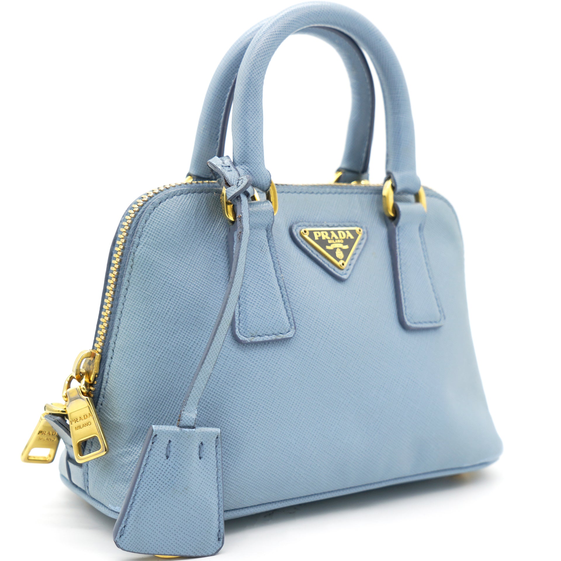 Prada Mini Saffiano Promenade Bag - Blue Mini Bags, Handbags