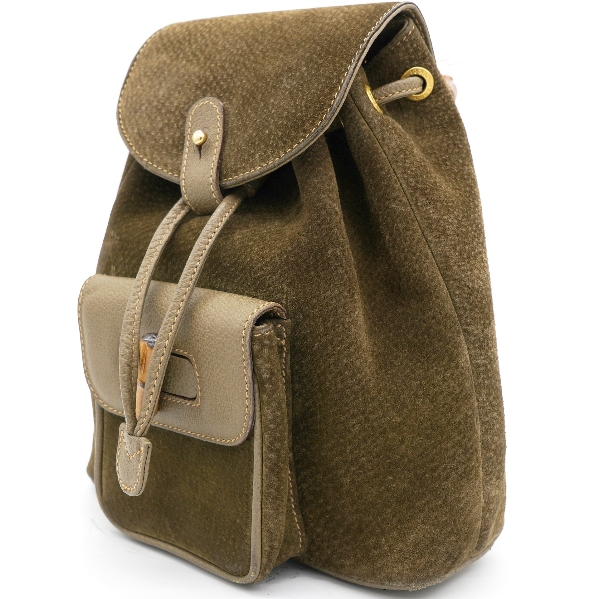 Gucci Pre-Owned 1960s Bamboo flap drawstring backpack - Cotton pocket  square Gucci - IetpShops Australia