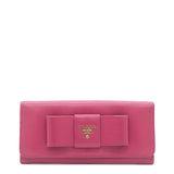 Pink Saffiano Peonia Fiocco Bow Continental Wallet