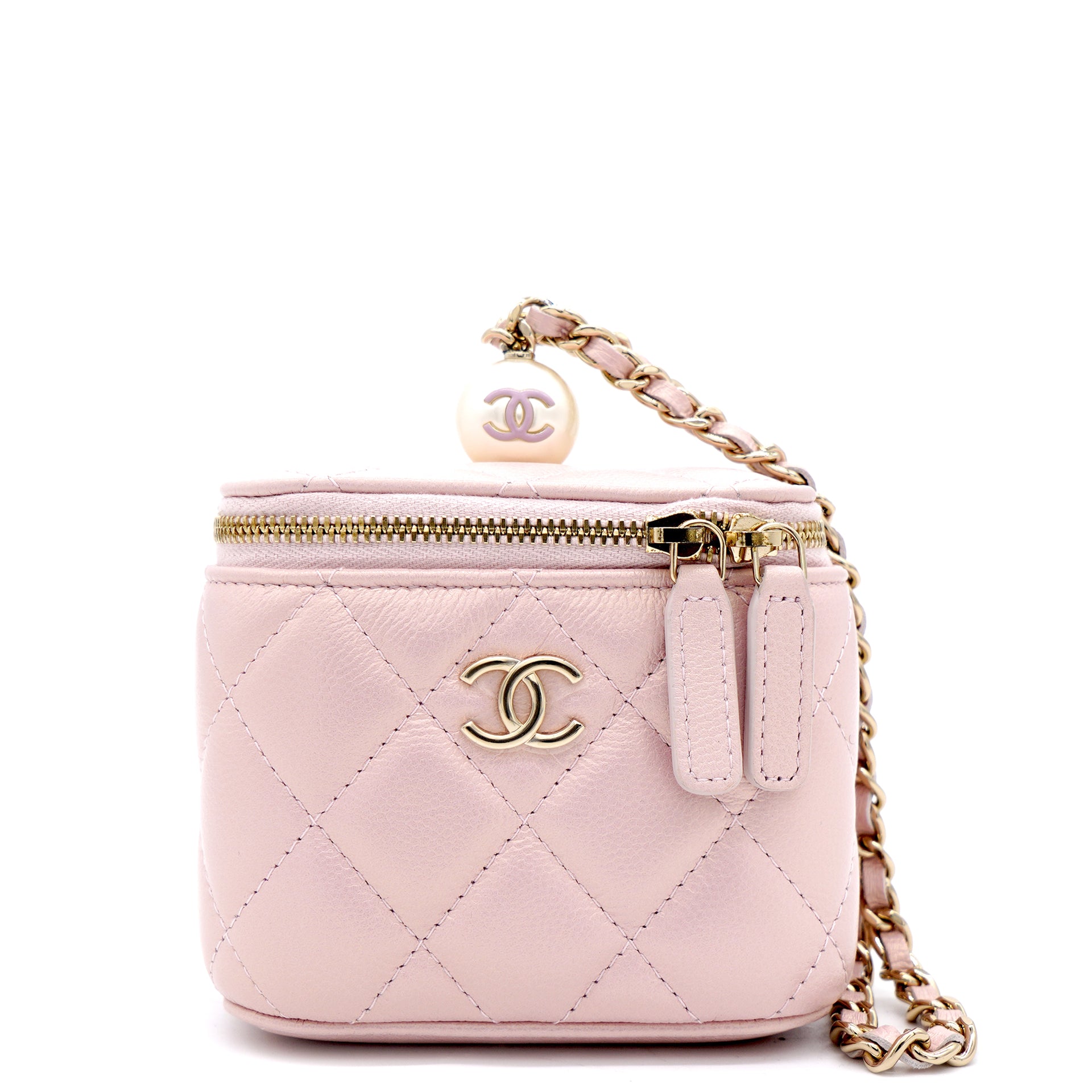 So Pretty & Rare Chanel 21S Pink Caviar Zipped Card Coin Purse Wallet  Light GHW