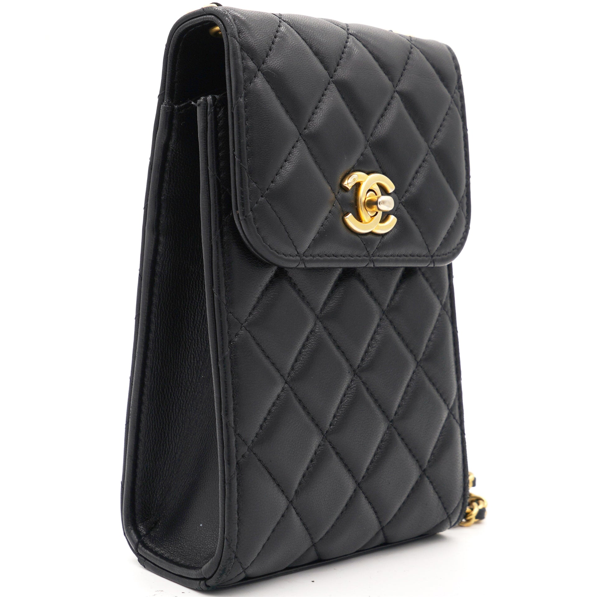 Chanel Leather Pearl Crush Phone Holder Crossbody Bag