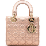 Rose Gold Cannage Leather Small Lady Dior My ABCDior Bag