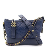 CHANEL Aged Calfskin Quilted Small Gabrielle Hobo Light Blue 1232182