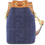 Blue/Brown Zucca Canvas and Leather Mini Mon Tresor Drawstring Bucket Bag