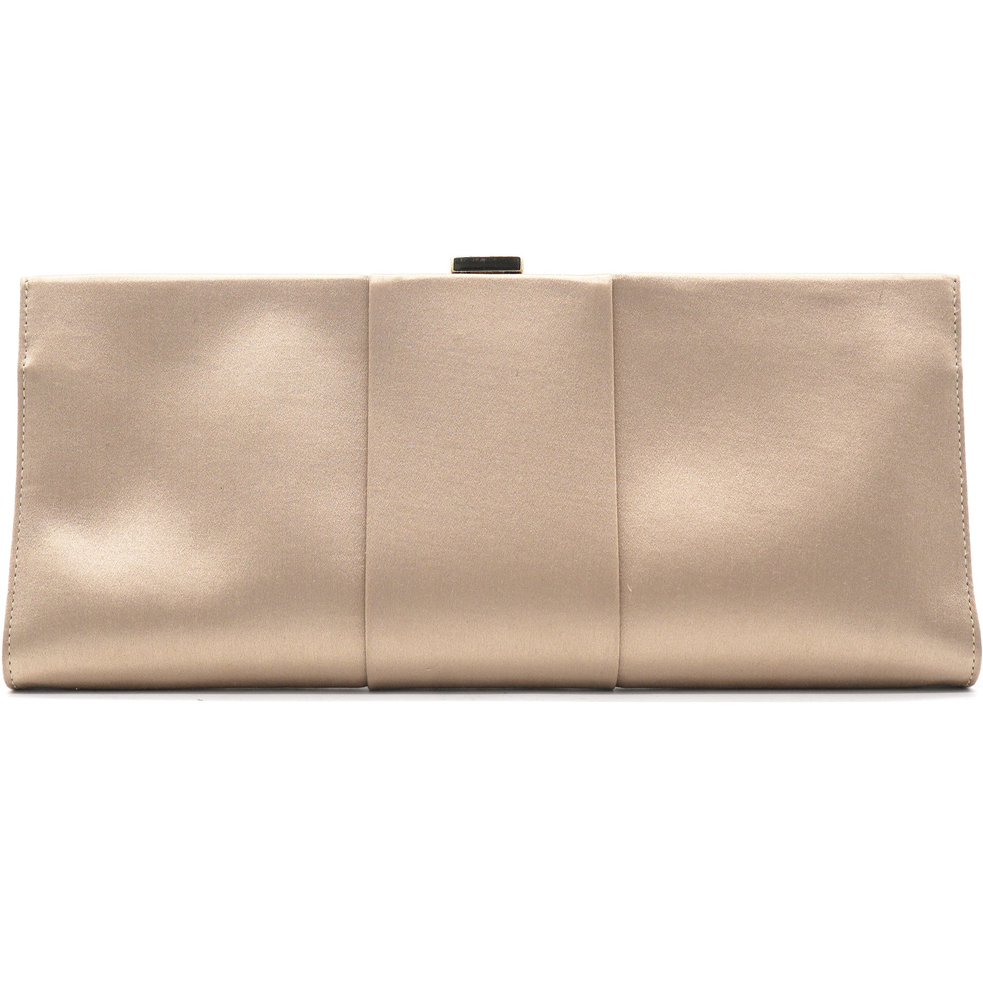 Nude Crystal Embellished Satin Pilgrim Clutch