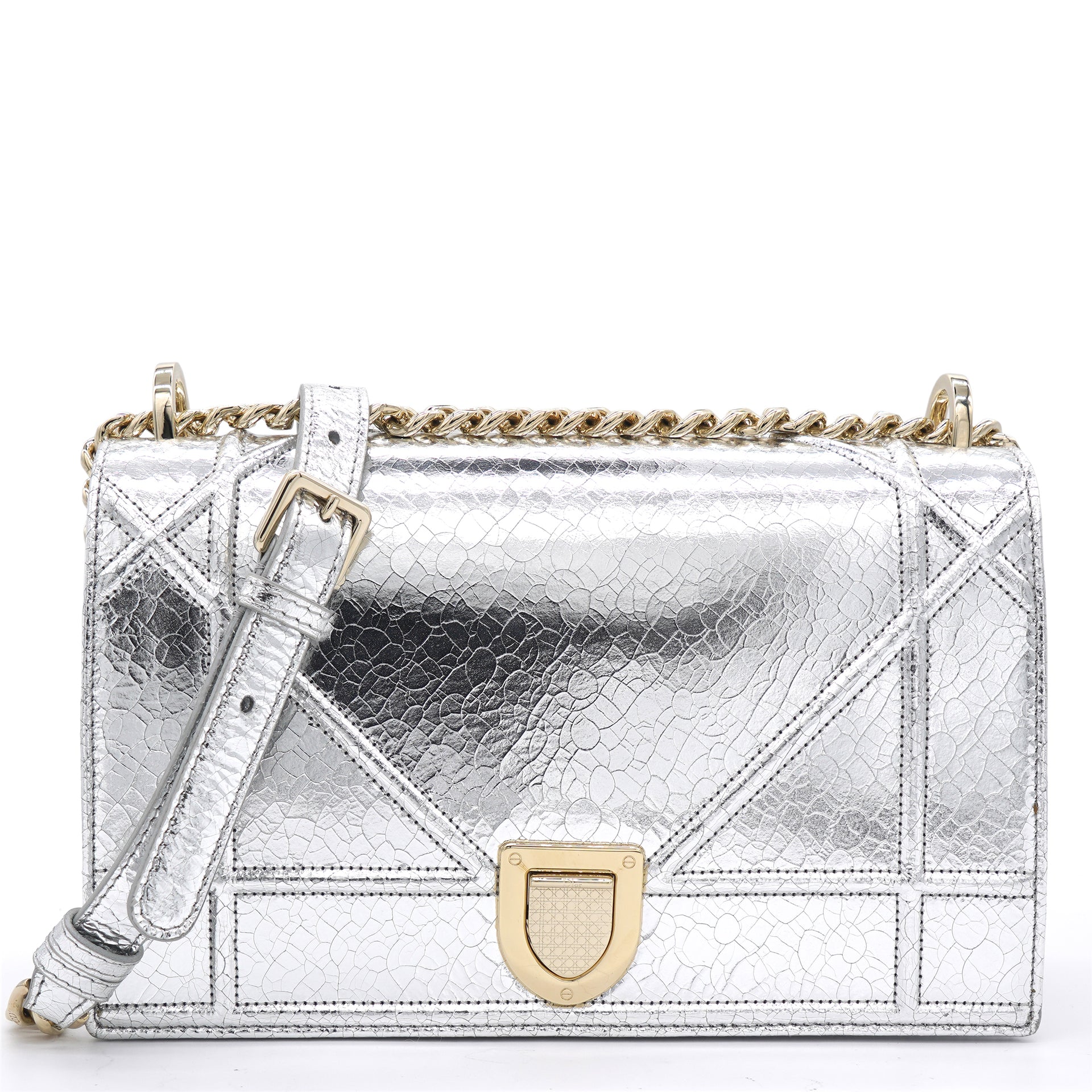 Dior Diorama Silver Calfskin Clutch