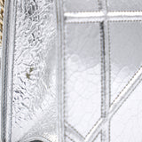 Metallic Silver Crinkled Calfskin Medium Diorama Flap Bag Silver