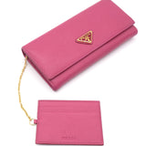 Saffiano Metal Oro Chain Wallet Fushia