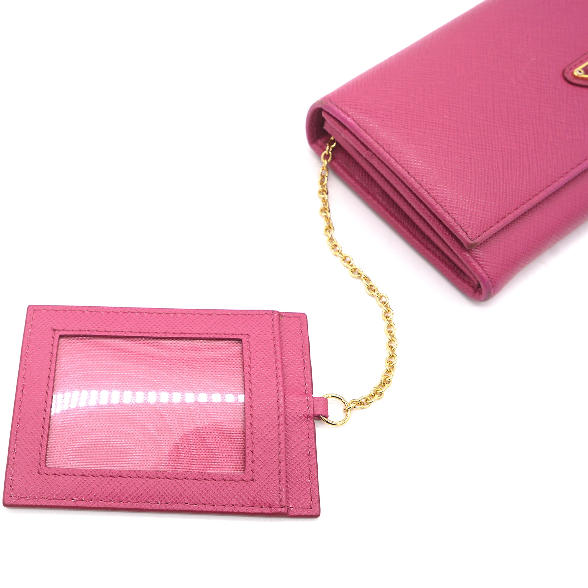 Saffiano Metal Oro Chain Wallet Fushia