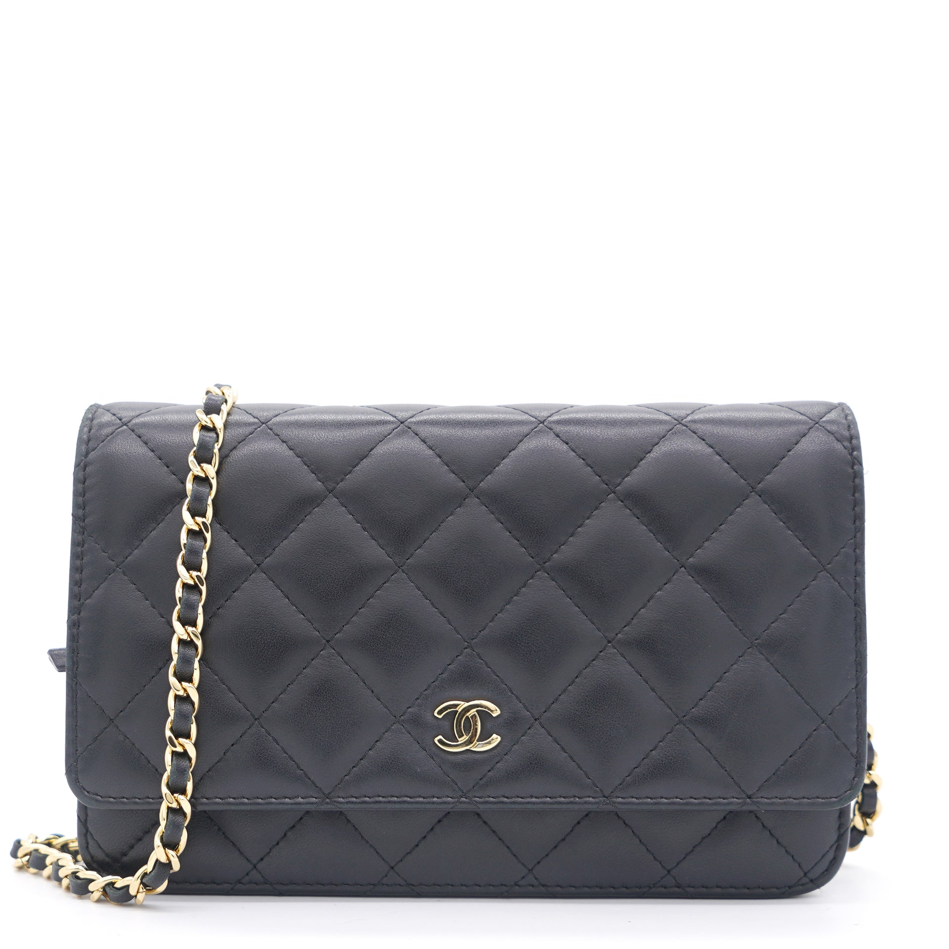 Chanel Grey Lambskin Wallet on Chain