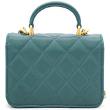 Green Quilted Leather Nano Top Handle Square Classic Flap Bag