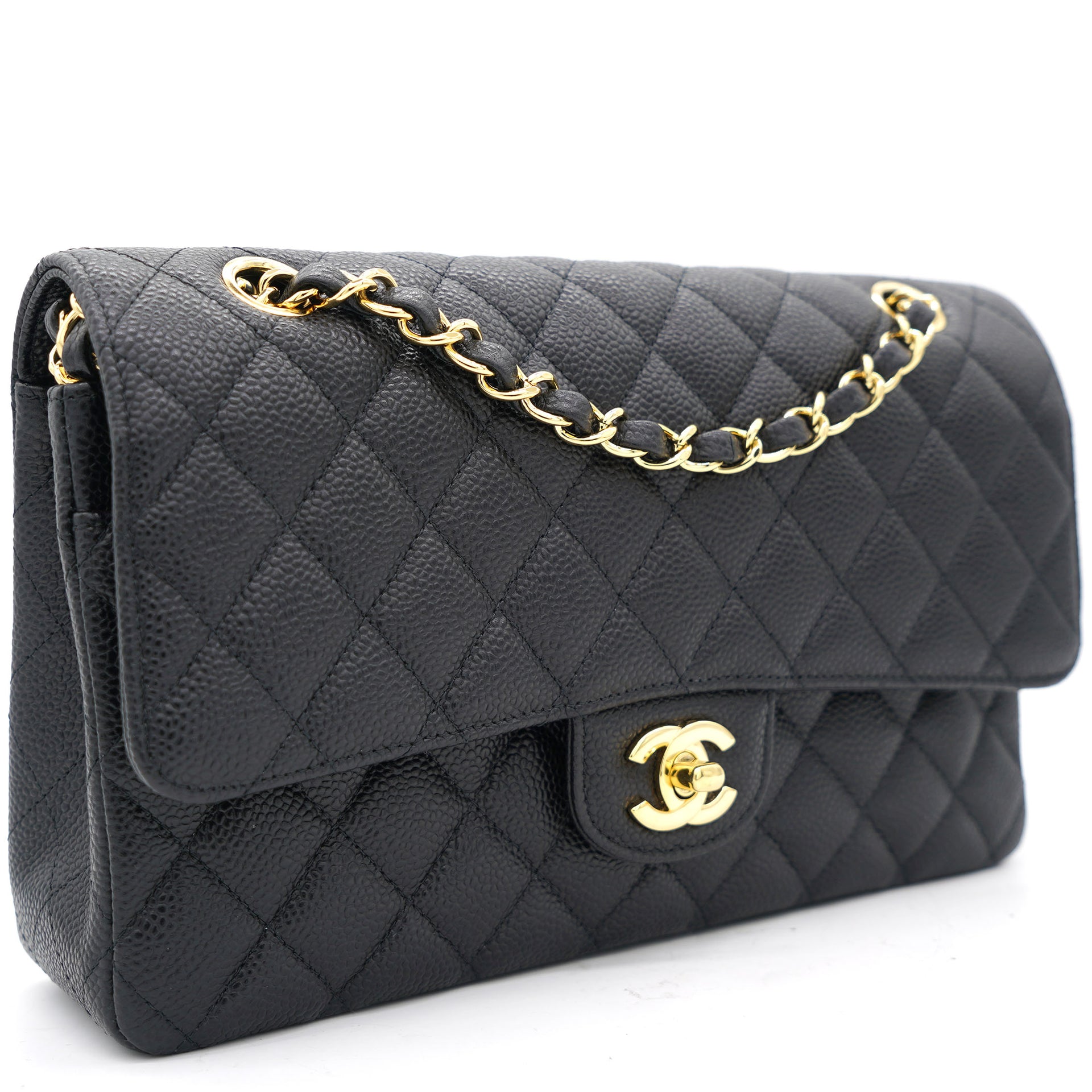 Chanel Classic 255 Medium Flap in Navy Blue Caviar with Gold Hardware   SOLD