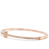 Tiffany T Diamond Hinged Wire Bangle Rose Gold