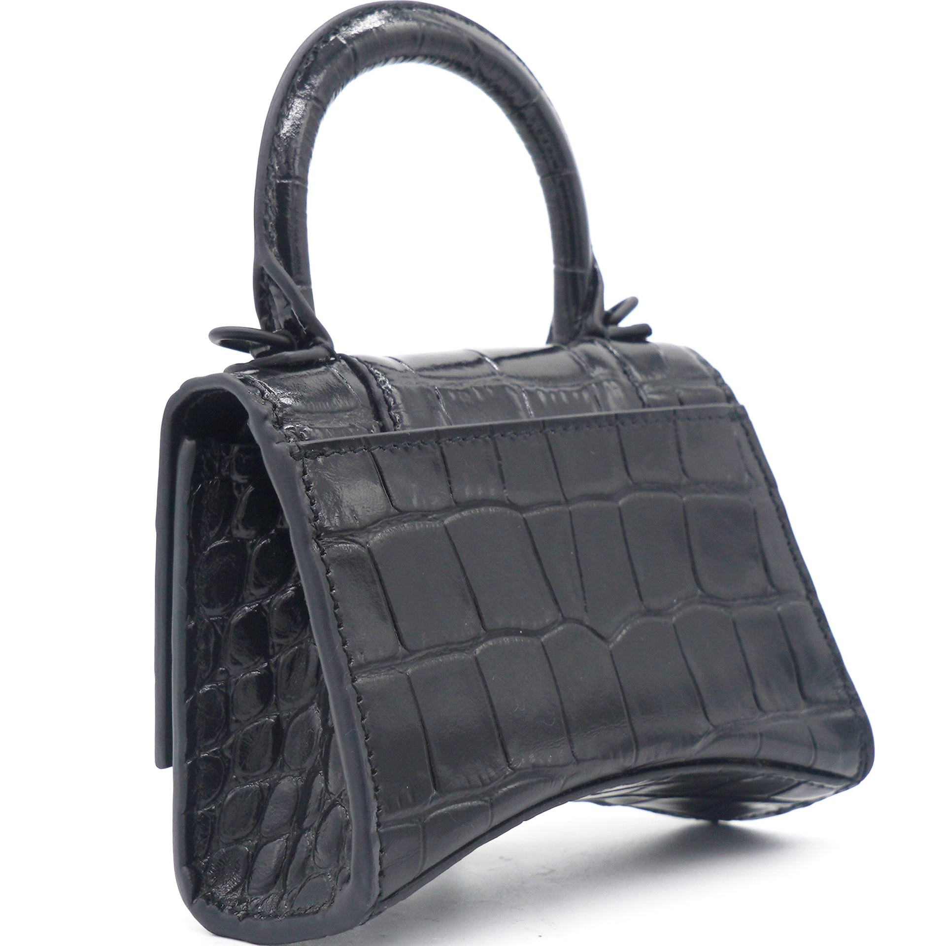 Balenciaga Hourglass croc-effect leather shoulder bag - Women - Black Cross-body Bags