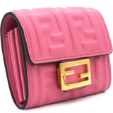 Baguette Micro Pink FF nappa leather wallet