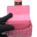 Baguette Micro Pink FF nappa leather wallet