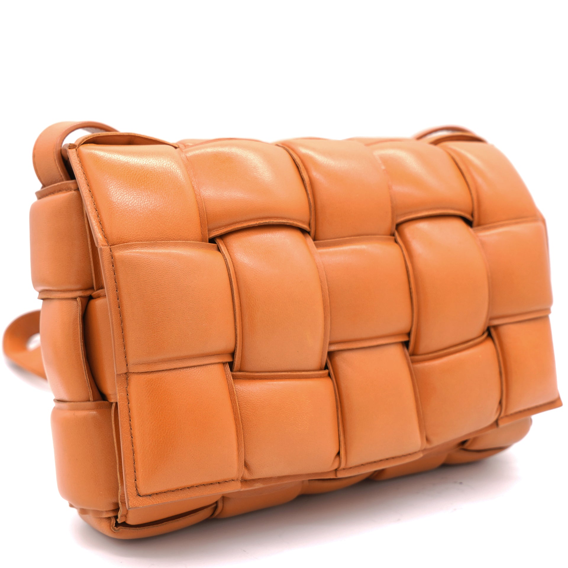 Orange Padded Leather Cassette Crossbody Bag