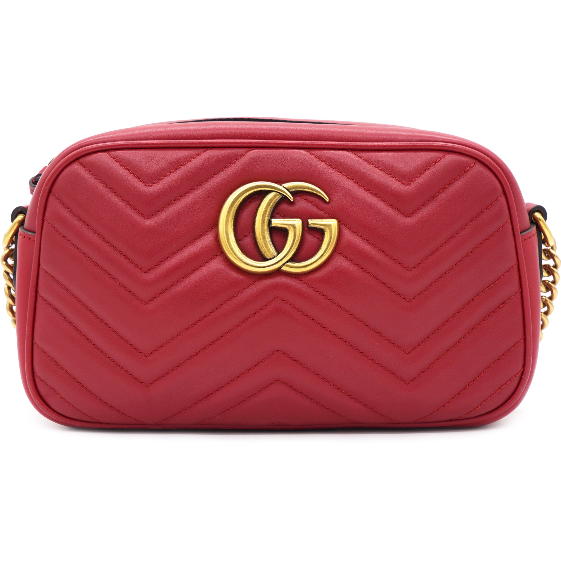 Gucci Calfskin Matelasse Small GG Marmont Shoulder Bag Red – STYLISHTOP