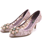 Lavender Lace Bellucci Crystal Embellished Pointed Toe Pumps 36