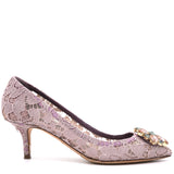 Lavender Lace Bellucci Crystal Embellished Pointed Toe Pumps 36