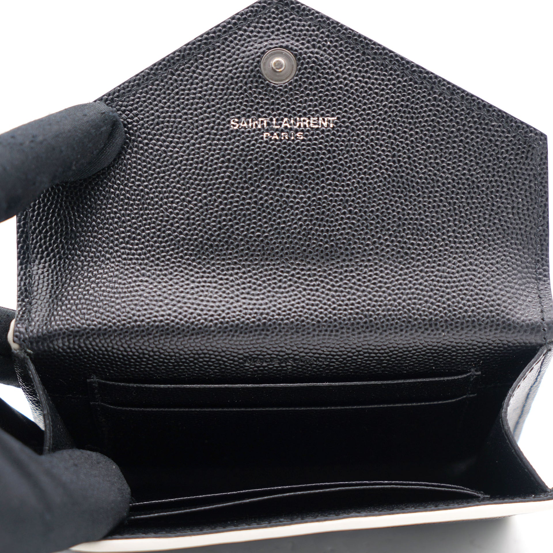Saint Laurent YSL Monogram Small Wallet in Embossed Leather. 