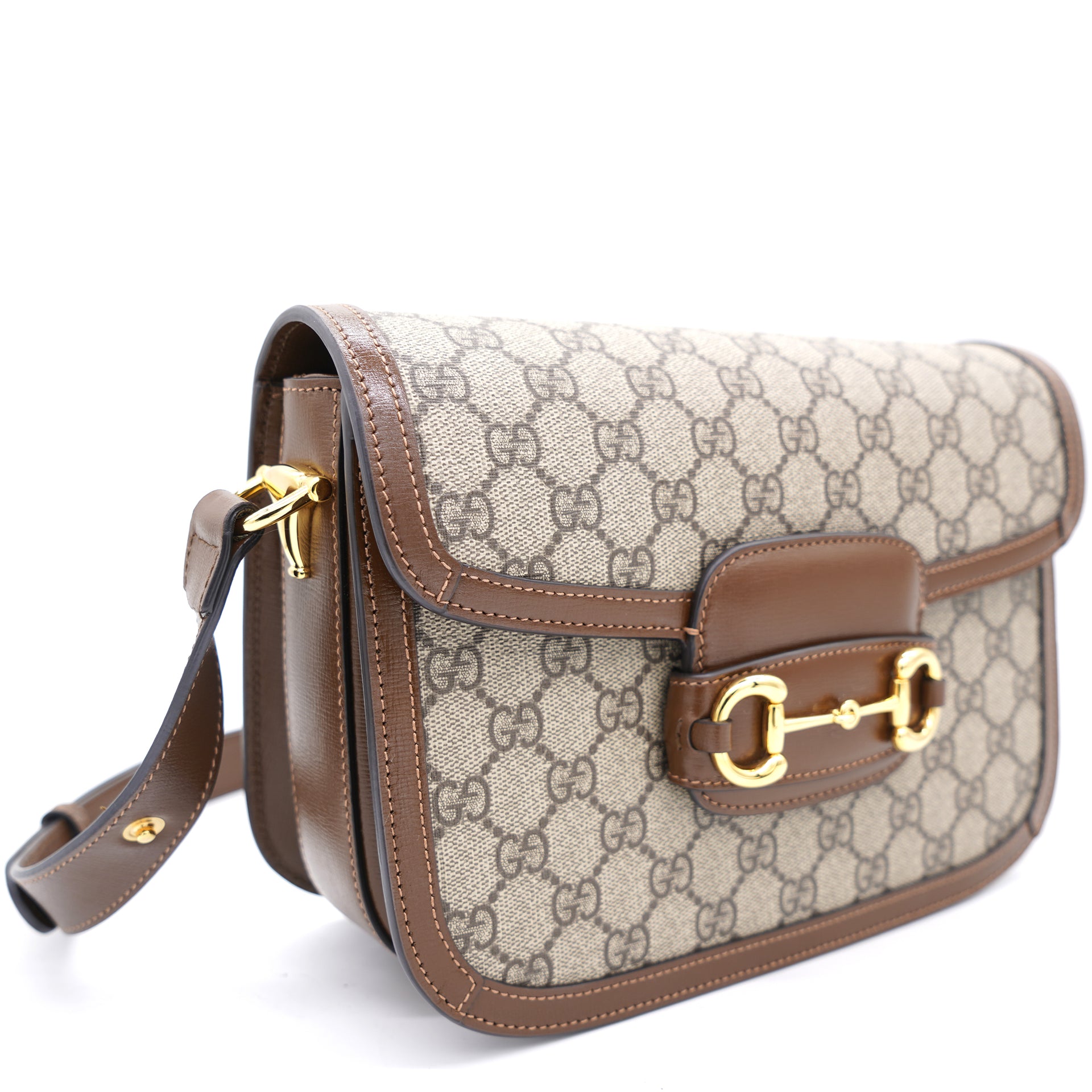 Gucci Horsebit 1955 GG Shoulder Bag in Brown - Gucci
