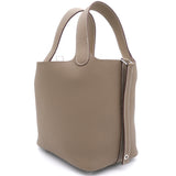 Etoupe Clemence Leather Picotin Lock 18 Bag