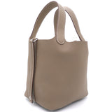 Etoupe Clemence Leather Picotin Lock 18 Bag