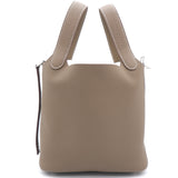 Etoupe Clemence Leather Picotin Lock 18 Bag