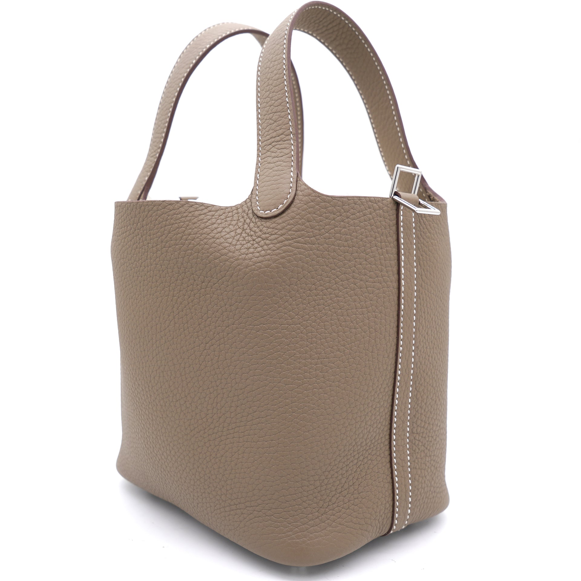 Etoupe Clemence Leather Picotin Lock 18 Bag