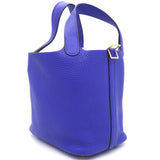 Bleu Electrique Clemence Leather Picotin Lock 18 Bag