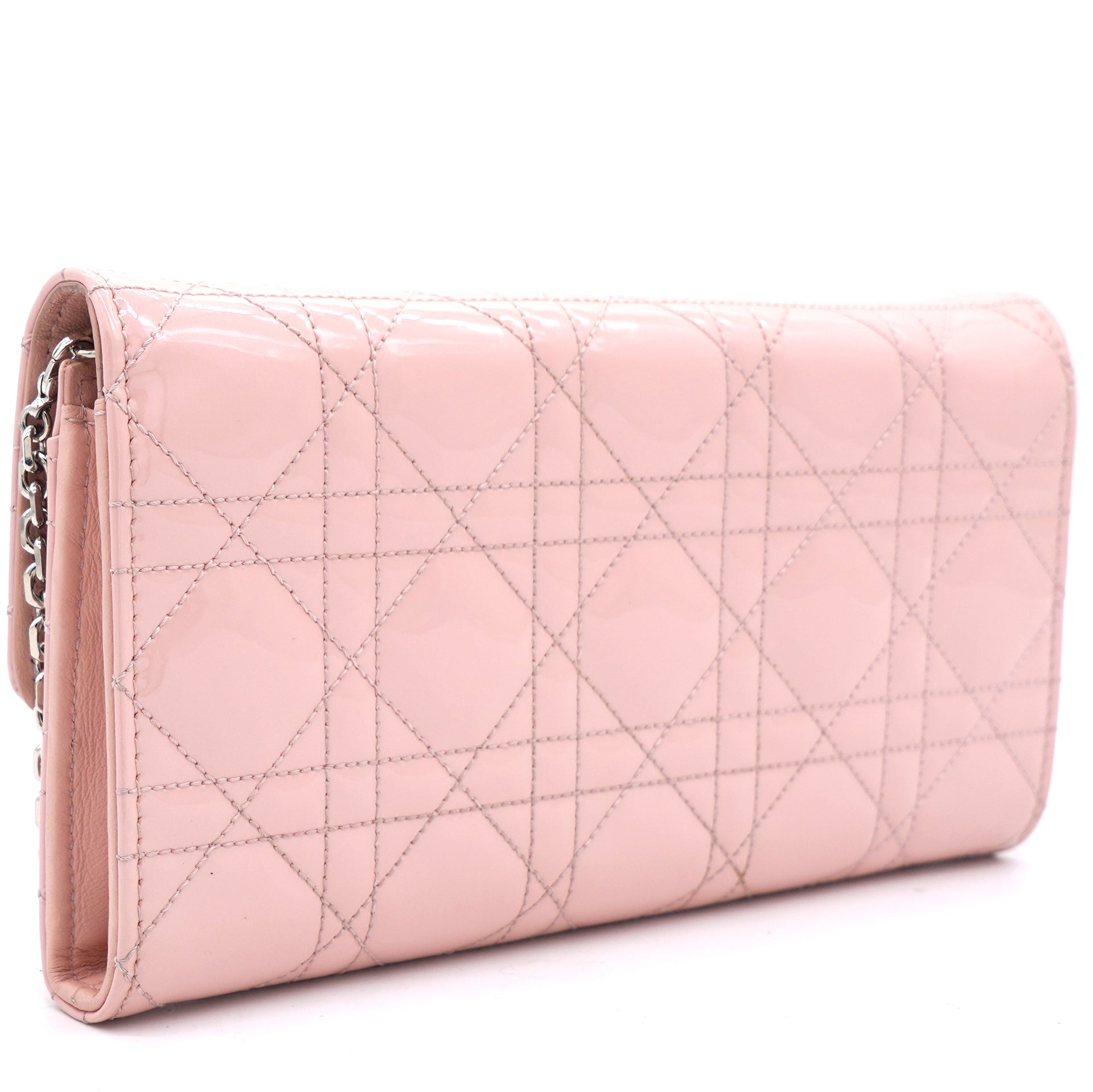 Patent Cannage Miss Dior Promenade Wallet on Chain Light Pink