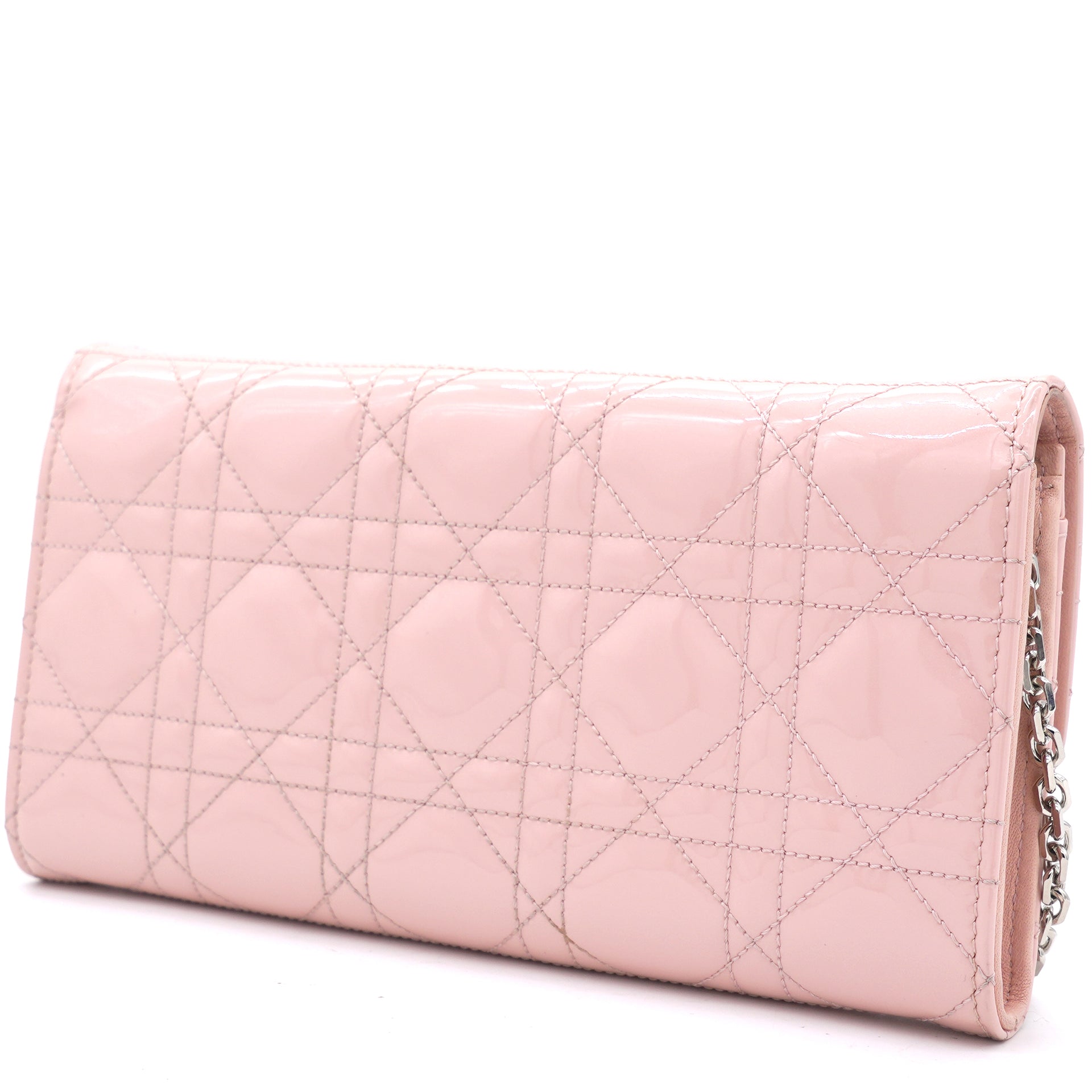 Patent Cannage Miss Dior Promenade Wallet on Chain Light Pink